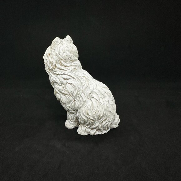 Vintage Long Hair Cat Persian Sandicast Stone Critter Style White Hand Painted - Picture 5 of 8